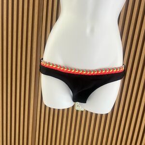Luli Fama Black Bikini Bottom with Multicolor Trim